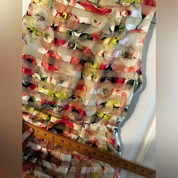 Allik ANTHROPOLOGIE Pastel Water Color Sheer Panel Sheath Midi M Racerback Zip - Picture 12 of 13